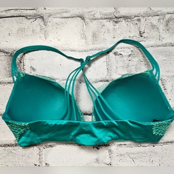 Victoria's Secret Teal Padded Lace Clasp in Front Underwire Bra Size 36D - Picture 4 of 9